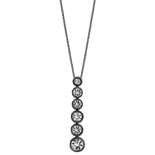 Collier Acier 316 L Noir Forme Y 6 Zirconium en Chute Sertis Clos