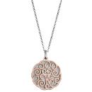 Collier Acier 316 L Pendentif Double Superposé Givré + Volute Rose