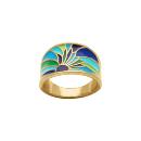 Bague Acier 316L Doré Jaune Résine Bleu et Verte