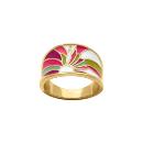 Bague Acier 316L Doré Jaune Résine Rose et Violet
