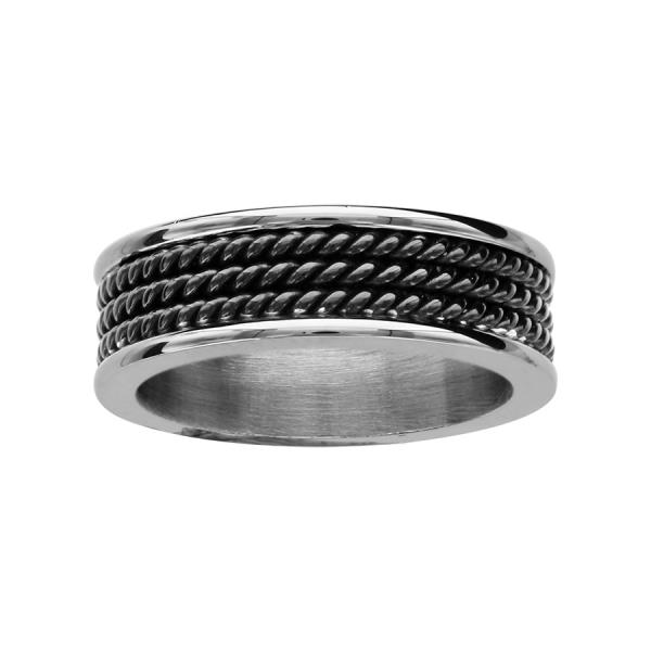 Bague Acier 316 L Fils Torsadés Noirs