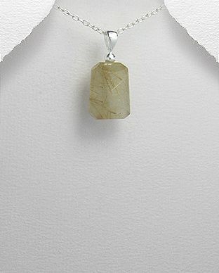 Pendentif Argent 925 et Quartz Rutile