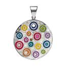 Pendentif Acier 316 L avec Nacre Motif Rond Résine Multicolore