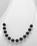 Collier Argent 925 et Agates Noires Boule