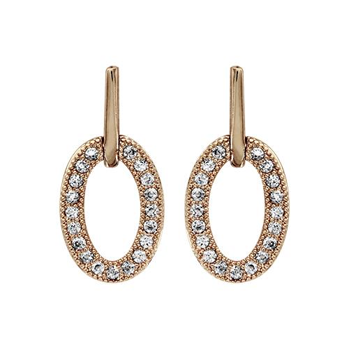 Boucles d'oreilles Plaqué Or et Zirconium Forme Ovale