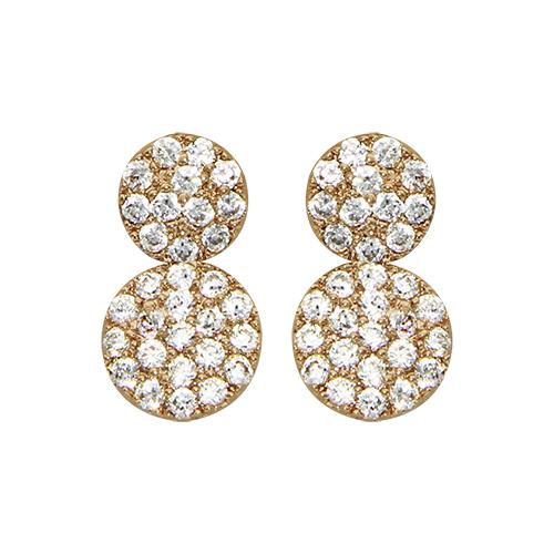 Boucles d'oreilles Plaqué Or et Zirconium Sertis Doubles Pastilles