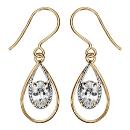 Boucles d'oreilles Plaqué Or Forme Goutte avec Zirconium Serti