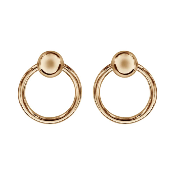 Boucles d'oreilles Plaqué Or Boule 4 mm et Anneau 9,20 mm