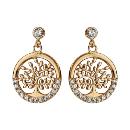 Boucles d'oreiles Plaqué Or Arbre de Vie Zirconium Blanc Serti 