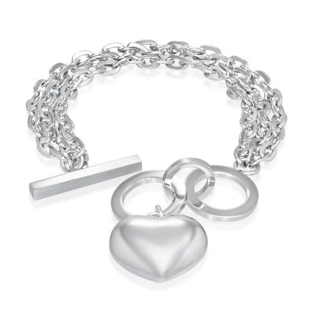 Bracelet Acier 316 L Multi-Chaines Coeur Bombé