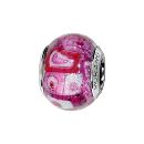 Charms Argent 925 Perle Murano Rose avec Motifs