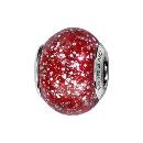 Charms Argent 925 Perle Murano Rouge Pailleté