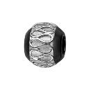 Charms Argent 925 Perle Céramique Noir Bande Sinueuse