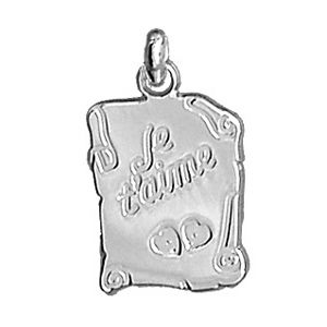 Pendentif Argent 925 Parchemin Message Je t'aime