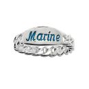 Bague Argent 925 Chaîne Plaque Tonneau Option Gravure