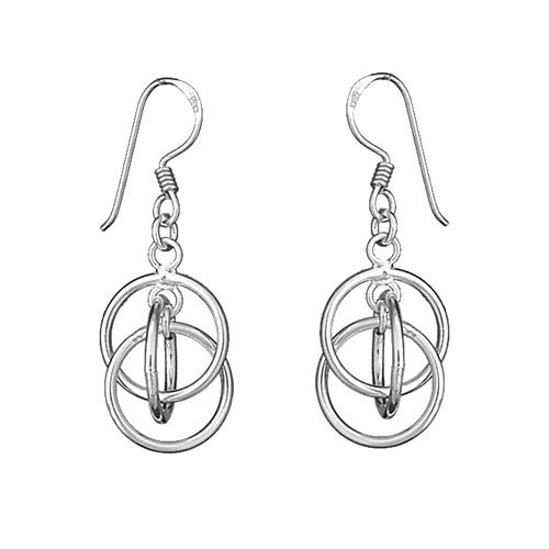 Boucles d'oreilles Argent 925 Triple Cercles Entrelacés