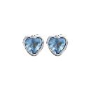 Boucles d'oreilles Argent 925 Coeur Zirconium Sertis Clos Bleu