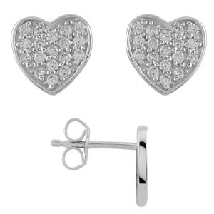 Boucles d'oreilles Argent 925 et Zirconium Coeur