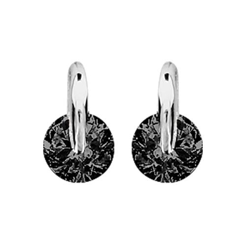 Boucles d'oreilles Argent 925 Pierre Zirconium Rond Noir