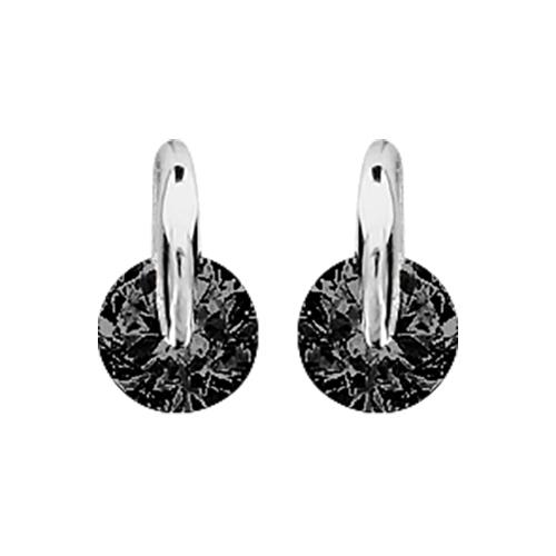 Boucles d'oreilles Argent 925 Pierre Zirconium Rond Noir