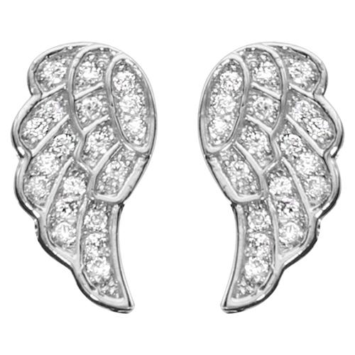 Boucles d'oreilles Argent 925 Ailes d'Ange avec Zirconium Sertis