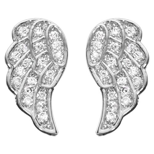 Boucles d'oreilles Argent 925 Ailes d'Ange avec Zirconium Sertis