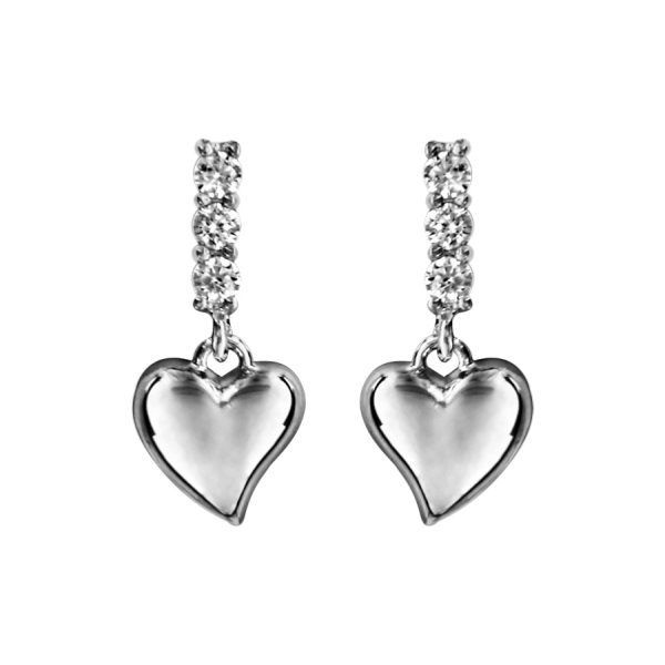Boucles d'oreilles Argent 925 Coeur avec Barette Zirconium