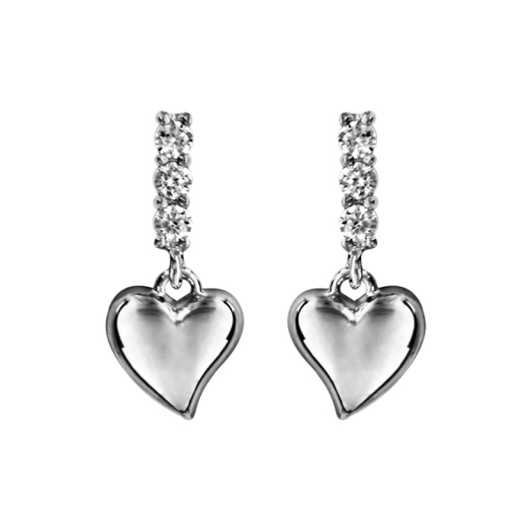 Boucles d'oreilles Argent 925 Coeur avec Barette Zirconium