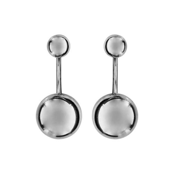 Boucles d'oreilles Argent 925 2 Boules Suspendues