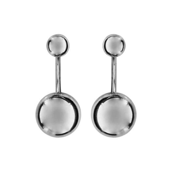 Boucles d'oreilles Argent 925 2 Boules Suspendues