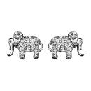 Boucles d'oreilles Argent 925 Eléphant avec Zirconium Serti