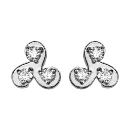 Boucles d'Oreilles Argent 925 Spirale avec 3 Zirconium Sertis