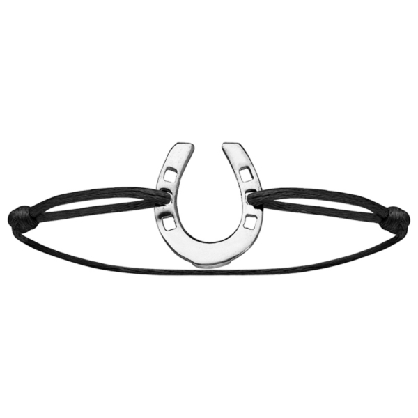 Bracelet Argent 925 Cordon Noir Fer à Cheval