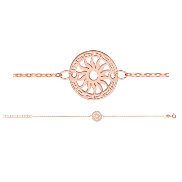 Bracelet Argent 925 Dorure Rose Rond Découpé Motif Soleil