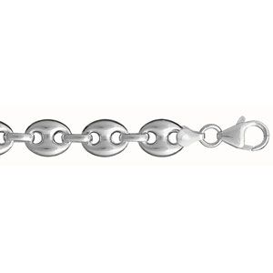 Bracelet Argent 925 Rhodié Maille Grains de Café Creuse 11 mm