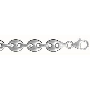 Bracelet Argent 925 Rhodié Maille Grains de Café Creuse 11 mm