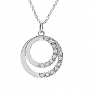 Collier Argent 925 Platiné Double Cercle avec Zirconiums