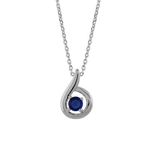 Collier Argent 925 Pendentif Zirconium Bleu