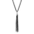 Collier Argent 925 Triple Chaines Forme Y Pendentif Multi-Fils Ruthenium Noir