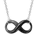 Collier Argent 925 Céramique Noire Pendentif Infini