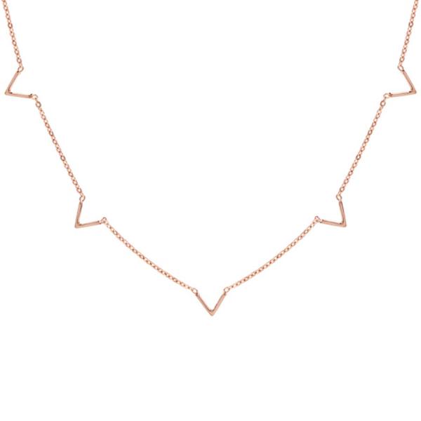 Collier Argent 925 Dorure Rose 5 Motif V