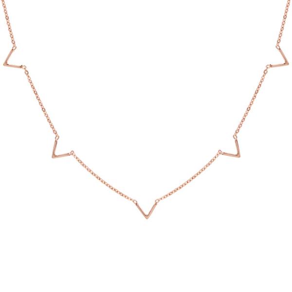 Collier Argent 925 Dorure Rose 5 Motif V