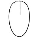 Collier Cordon Cuir Noir + Fermoir Argent 925 2 mm 