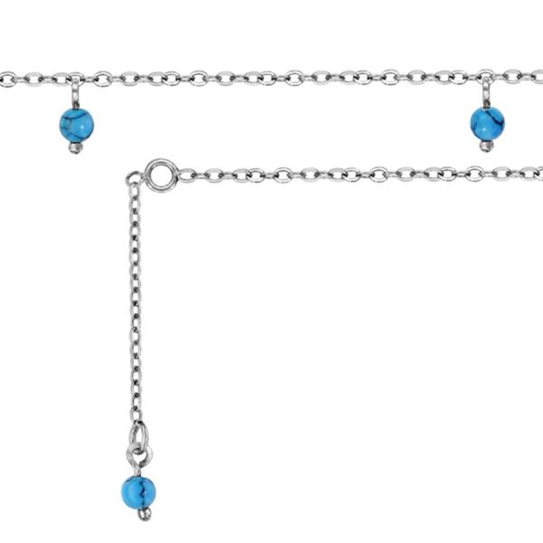 Chaîne de Cheville Argent 925 4 Boules Pampille Turquoise