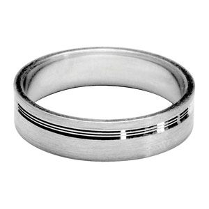 Bague Alliance Argent 925 Brossée + Filets 5 mm