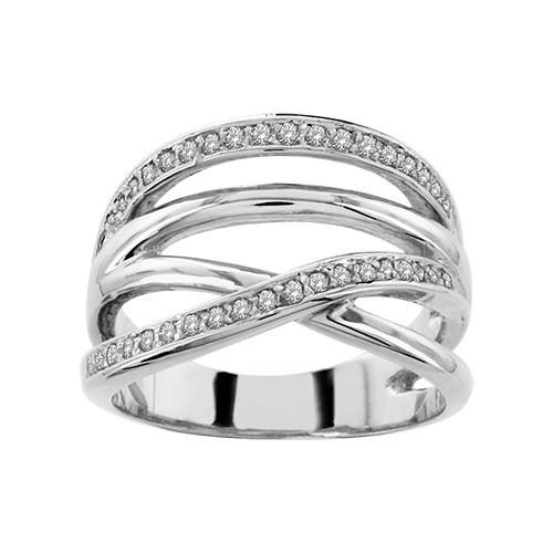 Bague Argent 925 et Zirconium Large Croisée