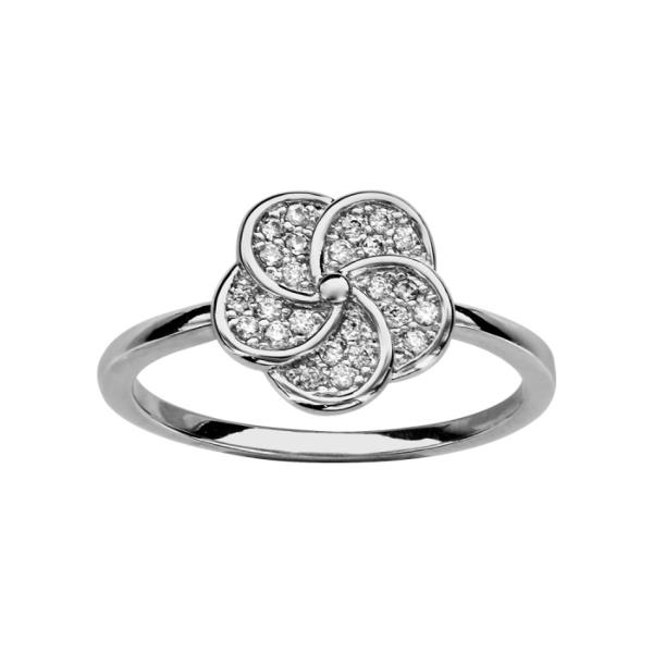 Bague Argent 925 Forme Fleur avec Zirconium