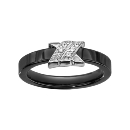 Bague Argent 925 Anneau Céramique Noire Croisillons Zirconium Sertis