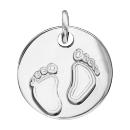 Pendentif Argent 925 Médaille Motif 2 Empreintes Pieds