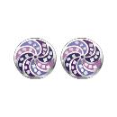 Boucles d'oreilles Acier 316 L Rosace Résine Violet Rose et Nacre 